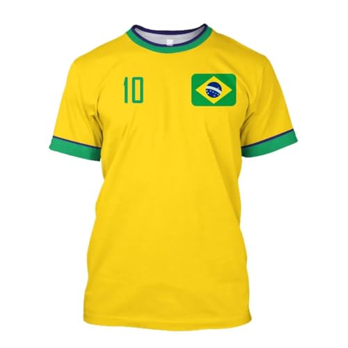 JIFENLI Hombre 3D Estampado Camiseta Camiseta De Brasil, Diseño Fino, Camiseta Brasileña De Selección, Cuello Redondo, Talla Grande, Equipo De Fútbol, ​​Ropa Informal De Calle para Hombre