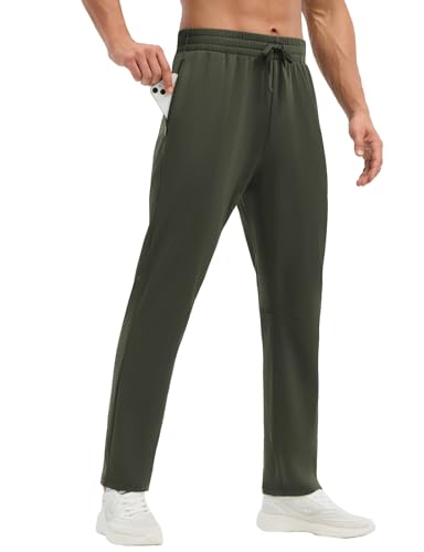 baleaf Men's Fleece Lined Hiking Pants Zipper Pockets Thermal Running Track Pants Winter Sweatpants Athletic Workout