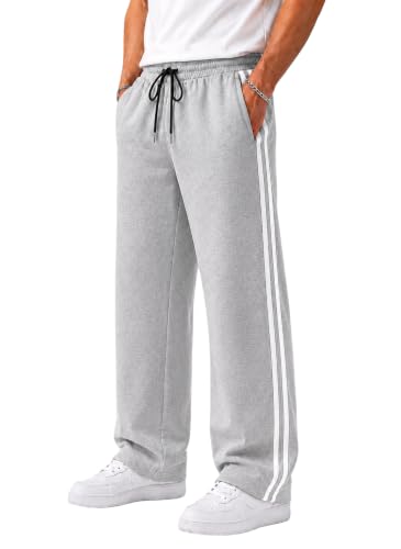 Image of ENDEAVOUR WEAR Men's Baggy Striped Relaxed Oversized Fit Track Pants | Cotton Rich Fabric | Straight Loose Fit Non-Cuffed | Gym, Streetwear & Casual Comfort Track Pants Lounge Pants