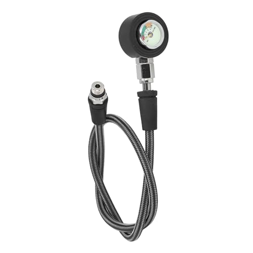 Water Pressure Test Gauge, Luminous Submersible Diving Pressure Gauge with High Pressure Hose, 360° Rotatable Underwater Pressure Test Compatible with BCD Regulator (65cm)