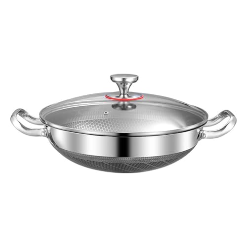Sartén antiadherente de acero inoxidable con tapa, utensilios de cocina para inducción, eléctrica y gas, sartén de dos asas para cocinar versátil