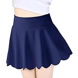 Haloumoning Girls Skorts Flowy Butterfly Athletic Shorts Kids A Line Pleated Tennis Golf Skirts with Pockets Navy Blue