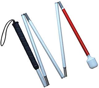 Aluminum Mobility Folding Cane for The Blind (Folds Down 5 Sections) (105cm (41.3 inch)-Black Handle)