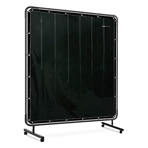 Stamos Welding Group SWS05 Welding Screen with Frame 174 x 174 cm Welding Curtain Vinyl Welding Curtain (Vinyl Plastic 0.4 mm, UV Resistant, 4 Castors, Brakes) Cover