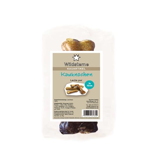 Kauknochen Lachs pur, 1 x 12 cm | natürliche Kauartikel | Monoprotein | Kauspaß zur Zahnpflege & Beschäftigung | Zutaten aus der EU | ohne Zusatzstoffe | hypoallergen | für Allergiker | 100% Lachs