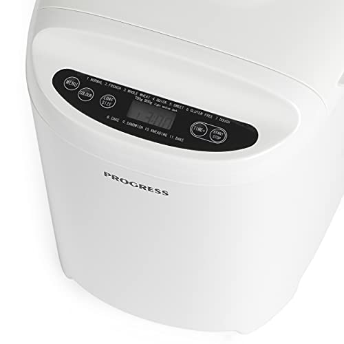 Progress EK4219P Digital Bread Maker, 550 W, Rapid Bake, 11 Baking Functions, Gluten-Free Setting, LCD Display, Cool-Touch Housing, Adjustable Crust Settings, 2lb Bread Capacity, White Second Image