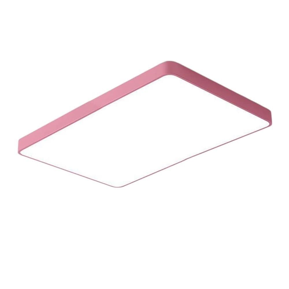KXEcoLife Semi Flush Mount Ceiling Light Modern LED - with Acrylic Lampshade Three-Color Dimming Lighting for Bedroom Living Room Dining Room(Pink Rectangle-60)