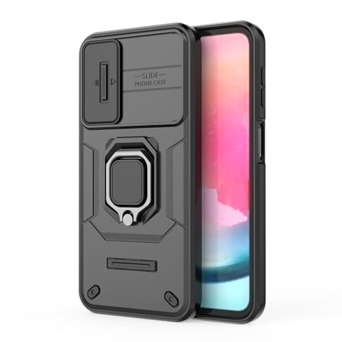 Image of Polycarbonate Camshield Pro Case With Slide Camera Protection And 360 Protection Ring Stand Bumper Back Case Cover For Samsung Galaxy A24 4G (Black)