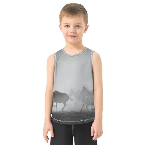 Running Goat Children Athletic Tank Tops Sleeveless Kids Vest Active Shirts for Soccer Teenis Exercise Beach 3T2