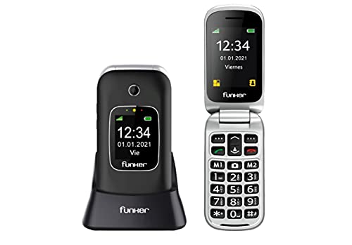 Telefono-Movil-Funker-C85-Easy-Comfort-Negro-con-Tapa-para-Personas-Mayores-con-Boton-SOS-Base-Cargadora-Negro