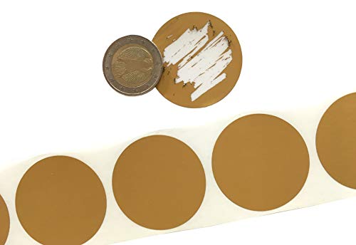 80 große, runde Rubbel-Etiketten in Gold, 40mm Durchmesser