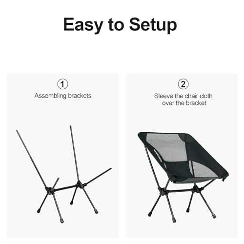 Camel Crown Portable Camping Chair Lightweight Compact Folding Chair Mesh For Outdoor Camp Travel Beach Picnic Festival Hiking Backpacking Black thumb #3