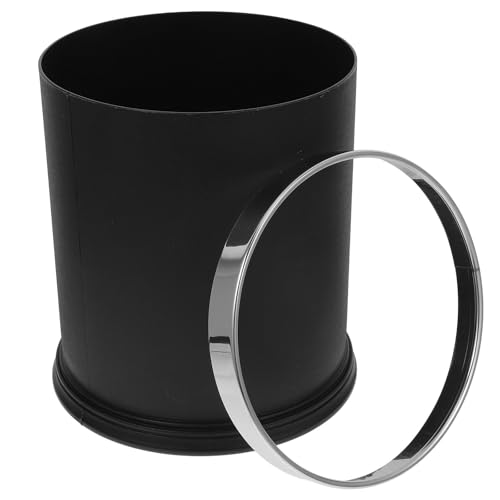 Papelera de plástico negro de gran resistencia para cocina y oficina de diseño sencillo