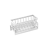 Generale Porta Lavello Cucina, Portaspugna per lavello, con spazzola alta, antipolvere & resistente, Organizzatore lavello in acciaio al carbonio per ripostiglio cucina(White)