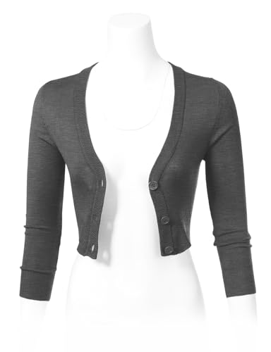 Image of Allsense Women's Cropped Bolero Shrug Cardigan | 3 /4 Sleeve, Button Down, Lightweight Knit Sweater