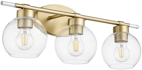 Quorum 5317-3-80 Transitional Three Light Vanity from Vol?n Collection in Brass - Antique Finish,