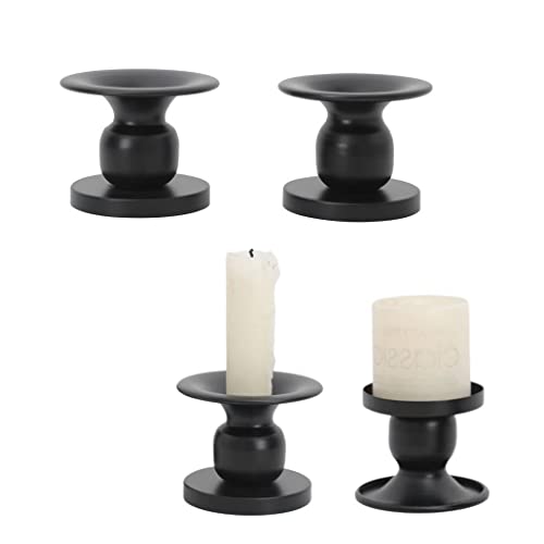 2 in 1 Bougeoirs 2pcs, Candélabres, Bougeoir Noir, Chandelier Bougeoir, Métal Supports pour Bougies Piliers,Bougeoir De Décoration pour Table De, Décoration de Cheminée de Manteau de Table de Noël Cover