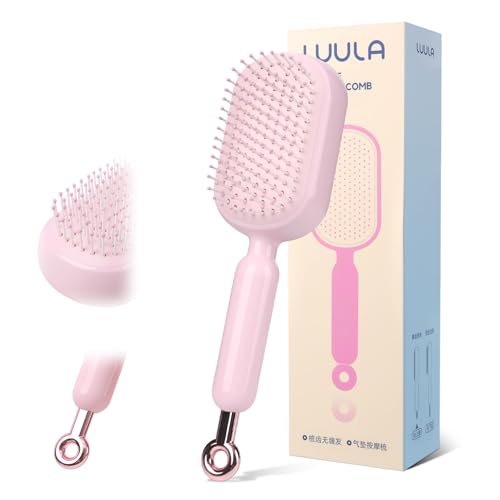 Self Cleaning Hair Brush, Retractable Cushion Massage Comb Brush, One-pull Clean Anti Static Brushs,
