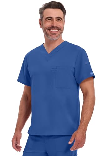 Image of Dickies EDS Essentials Scrubs for Men V-Neck 360 Stretch Medical Scrub Top | Relaxed Fit, 2 Pocket Design, 360 Stretch, Moisture Wicking Fabric, Durable Construction, Side Vents, Easy Care