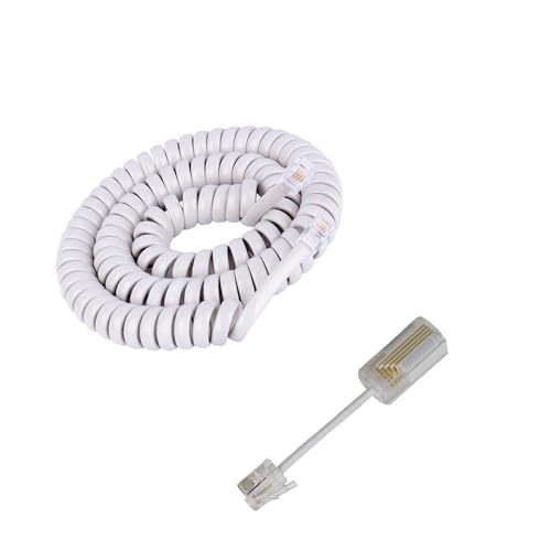 Uvital Telephone Handset Cord Detangler, 1 Pack Telephone Cable 10Ft Uncoiled(1.2 Ft Coiled) and 1 Pack Anti-Tangle Phone Cords Untangler 360 Degree Rotating Swivel Cord