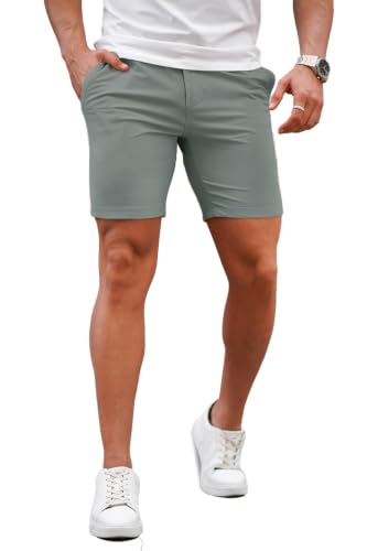 Image of GINGTTO Mens Slim Fit Shorts Stretch Tapered Leg Skinny Chinos 5 inch 7 inch