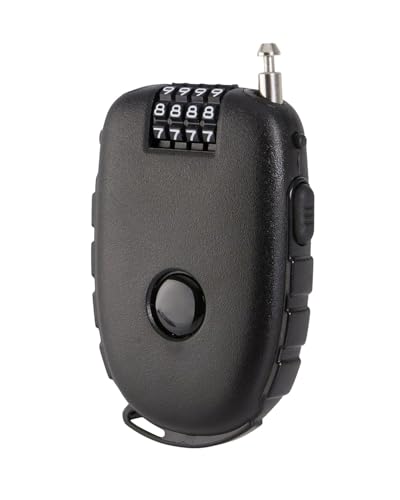 HUVZOR Candado Retráctil,Candado de bicicleta,antirrobo casco moto, candado cable,con Código de 4 Dígitos,con Cable de Acero de 75 cm,para Bicicleta,Esquí,Casco,Equipaje