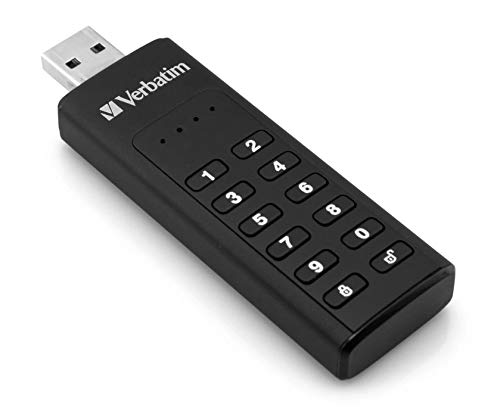 VERBATIM Clé USB sécurisée par clavier I USB-3.2 Gen 1 I 32 Go I avec protection par code d'accès et cryptage I incl. câble d'extension USB-A I USB-3 pour ordinateur portable & co I noir