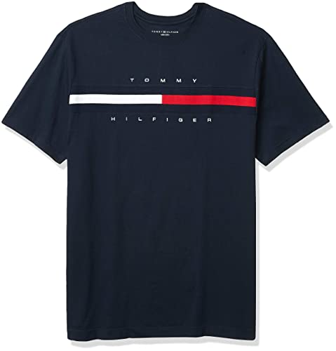 Tommy Hilfiger Men's Big & Tall Short Sleeve Signature Stripe Graphic T-Shirt, Sky Captain, 4Xl-Tl #TOP3