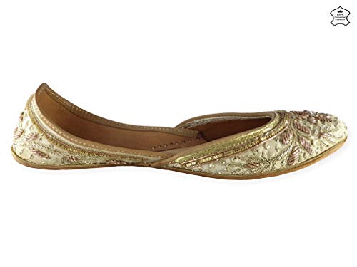 Image of Fulkari Women's Murraya Genuine Soft Leather Juttis | Bite and Pinch Free Jutis | Punjabi Jutti For Ladies | Bridal Ethnic Stylish Mojari Flats For Girls |