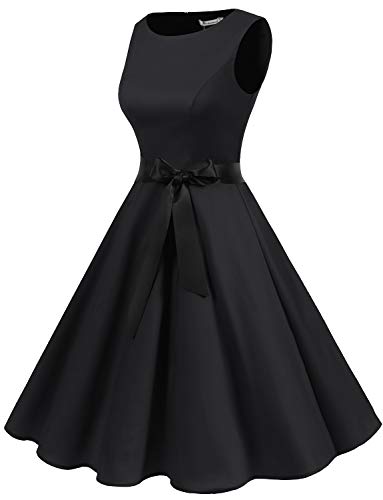 Gardenwed Womens Sleeveless Vintage Cocktail 1950s Retro Rockabilly Audrey Hepburn Tea Party Swing Dress2