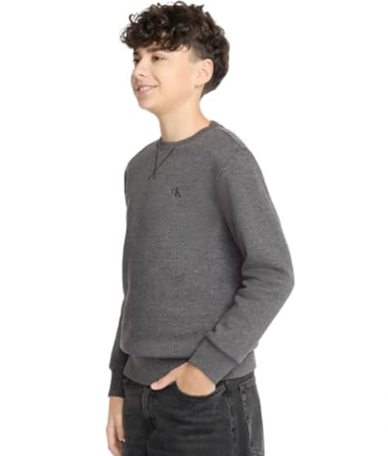 Calvin Klein Boys' Long Sleeve Logo Design French Terry Crewneck Tee (US, Alpha, X-Large, Regular, Grey)4