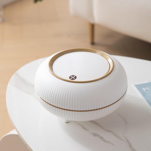 Image of Mini Portable Tabletop Dustbin, Mini Trash Can with Lid - Wastebasket for Bathroom Vanity, Desktop, Tabletop (Square Press - White) (Light White)