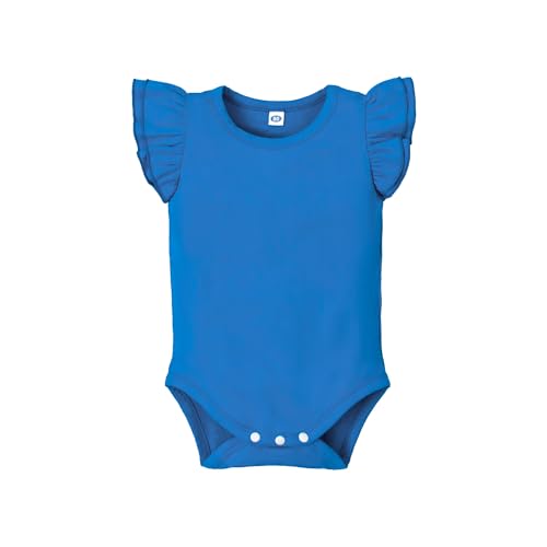 Image of LYSMuch Baby Girls Ruffle Sleeves Bodysuit Infant Solid Color Top Jumpsuit