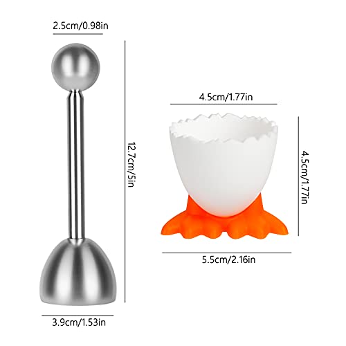 Foto von Gobesty Eieröffner Eierbecher Set, Eggsecutor, Einem Eierbecher, Edelstahl Eiöffner, 1 X Eier Cutter Cracker, 6 X Lustig Eierbecher Set für Weich, Rohes Gekochte Eier zum Backen Frühstück Dessert