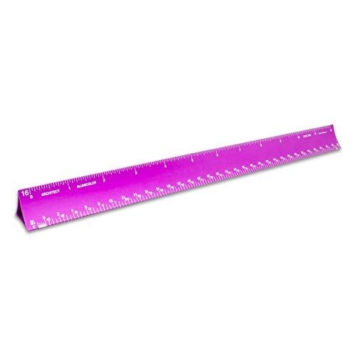 Alumicolor Aluminum Architect Hollow Scale for School, Office, Art and Drafting, 12IN, Purple