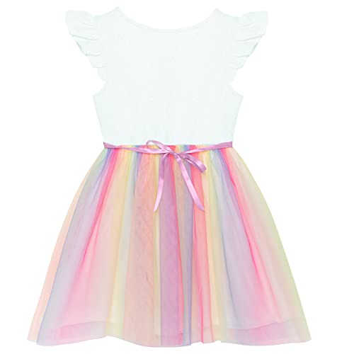 Rainbow Girl Tutu Dress Tulle Princess Girls Dresses Sleeveless Wedding Birthday Party Gift Gown Children's Garden 3-7T2