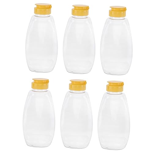 ABOOFAN 6pcs Tomato Paste Squeeze Bottles Plastic Honey Container Clear Bottles with Lids Jar for Ketchup Clear Honey Holder Jam Holder Honey Jar The Pet Storage Plastic Jar re-usable