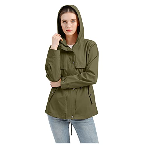 PTLLEND Outdoorjacke Damen Wasserdicht Atmungsaktiv,Mantel Weiß,Kurze...