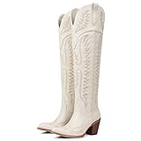 CELNEPHO Cowboy Boots For Women Over The Knee Western Boots With Classic Embroidered Chunky Heel Slip On Zipper Square Toe Fashion Cowgirl Thigh High Boots For Women