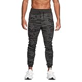 [メチーエング] ジョガーパンツ メンズ トレーニング ウェア 迷彩 スウェットパンツ 筋トレ フィットネス パンツ ジムウェア グレー迷彩M