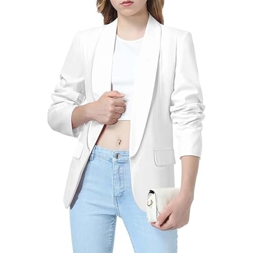 Girls Blazer Jacket Long Sleeve Lapel Collar Open Front Formal Blazers Suit Inner Kids Solid Color Casual Coat