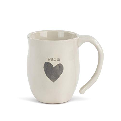 Best Review Warm Heart Cream Inspirational 16 ounce Ceramic Stoneware Coffee Mug