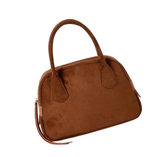 Zktfyshk - Bolso de hombro de gamuza con diseño único, amplio bolso de bolos con correa desmontable para uso casual y de uso, Brown