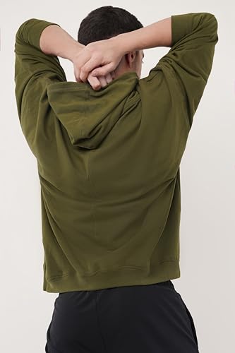 INDIAN HAWK Men’s Olive Green Oversized Hoodie