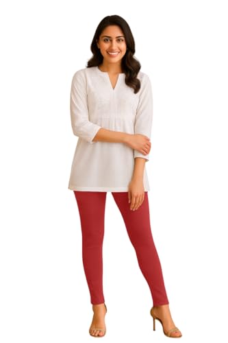 Image of Amazon Brand - Anarva Women's Super Cotton Combed Slim Fit Elastane Stretch Comfort Ankle Length Leggings with Ultrasoft Waistband