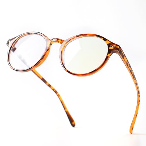 Image of Vintage Round Blue Light Glasses for Women Men, Retro Circle TR90 Frame Protection Eyeglasses Anti Eyestrain Ruby