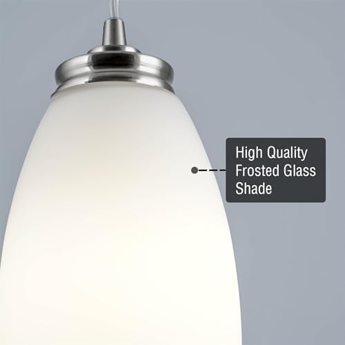 Image of Kira Home Coast 7 inch Pendant Light Glass Shade Replacement w /Frosted Oval Design (Set of 2), Chandelier Glass Upgrade, 7.5 inch x 4.5 inch, Fits Threaded Medium Base Sockets