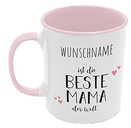 Personalisierte Kaffee-Tasse mit eigenen Wunschnamen zum Muttertag. Muttertags-Tasse. Für die beste Mama Geburtstag Muttertag Weihnachten (Rosa, Beste Mama) Cover