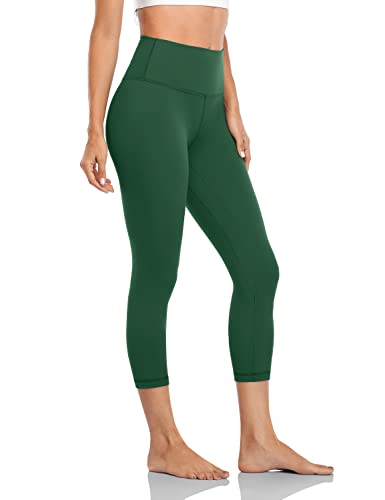Heynuts Formerly Hawthorn Athletic High Waisted Yoga Capris Leggings For Women, Buttery Soft Workout Cropped Pants Compression 3/4 Leggings 21'' Everglade Green M(8/10) #TOP1