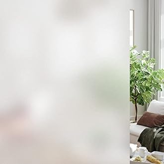 HIDBEA Frosted Window Privacy Film Heat Control UV Blocking, Static Cling Non-Adhesive Reusable Door coverings for Bathroom Home Office (Frosted 35.4 Inch x 8.2 Feet)